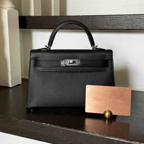 Hermès MinKelly Noir Epsom with Palladium Hardware