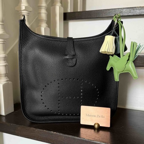 Hermès Evelyne PM in Noir Clemence Palladium