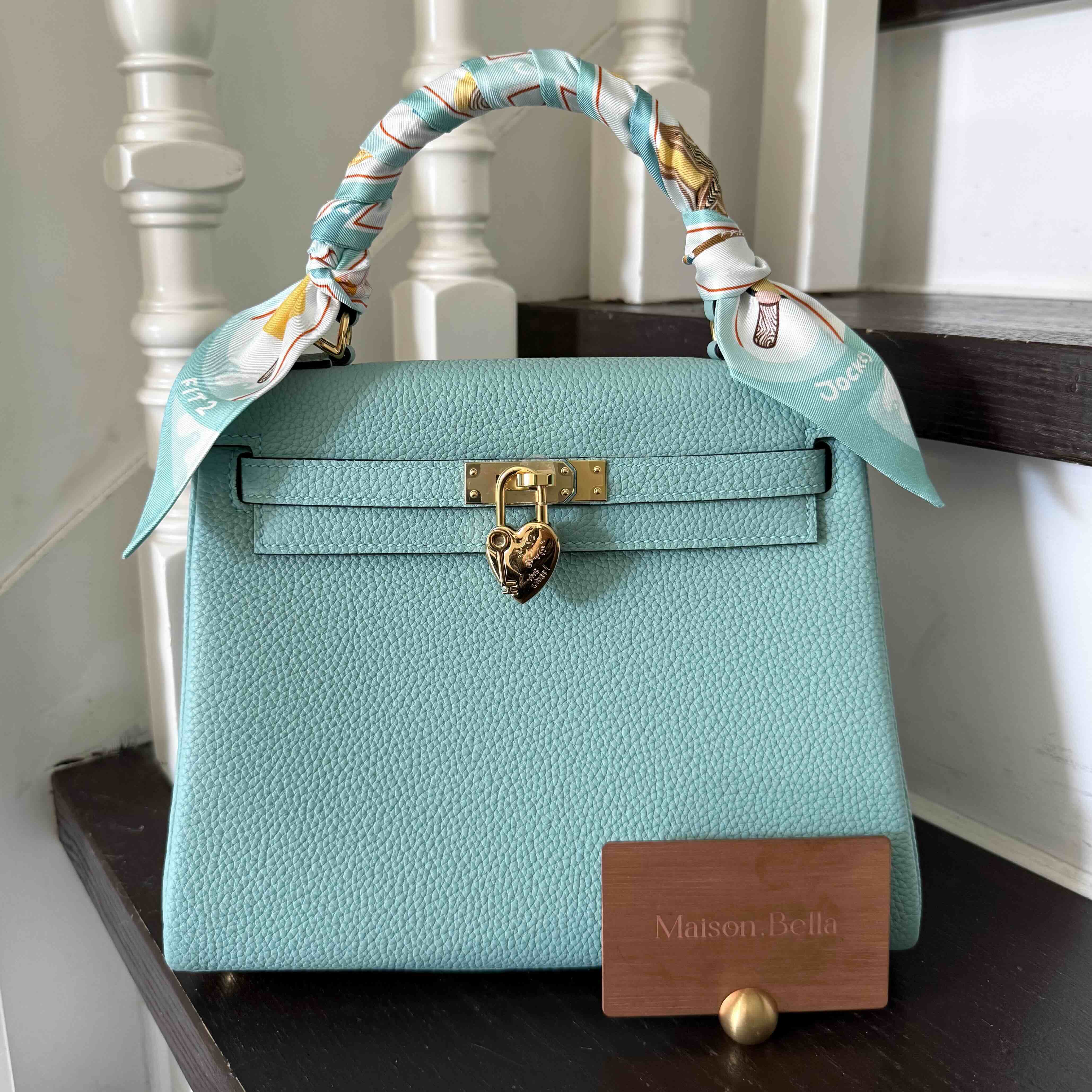 Hermès Kelly25 Togo Blue Atoll x Gold Hardware