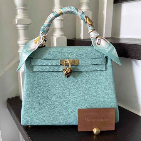 Hermès Kelly25 Togo Blue Atoll x Gold Hardware