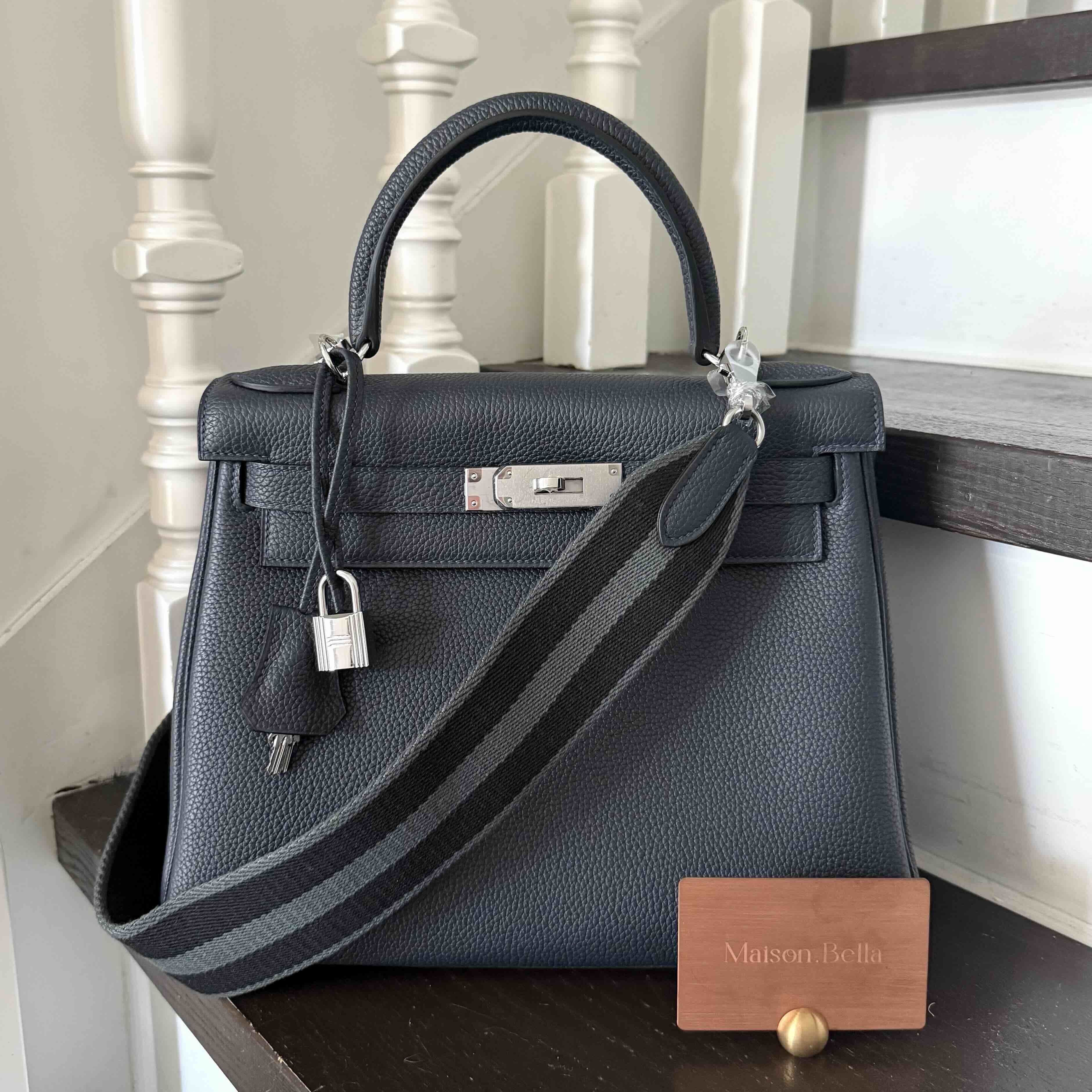 Hermès Kelly28 Clemence Blue Indigo x PHW