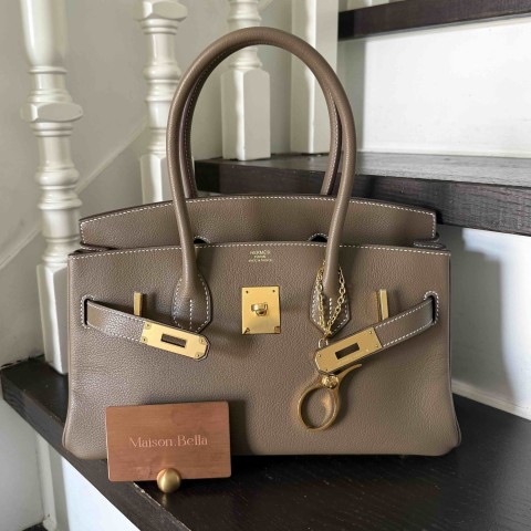 Hermès Shoulder Birkin29 Evercolor Etoupe x GHW