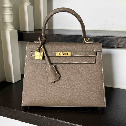 Hermès Kelly 25 Epsom Etoupe Gold Hardware