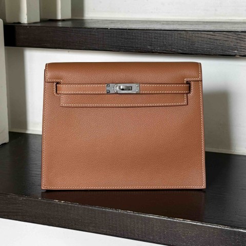 Hermès Kelly Danse II Gold Evercolor Palladium Hardware