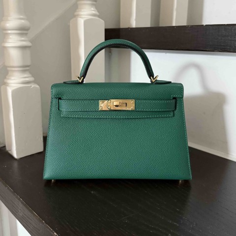 Hermès Mini KellyII Epsom Malachite x Gold Hardware
