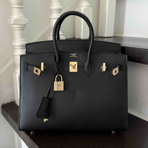 Hermès Birkin 25 Sellier Noir Epsom with Gold Hardware