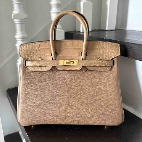 Hermès Birkin25 Touch Togo Matte Alligator Chai x GHW