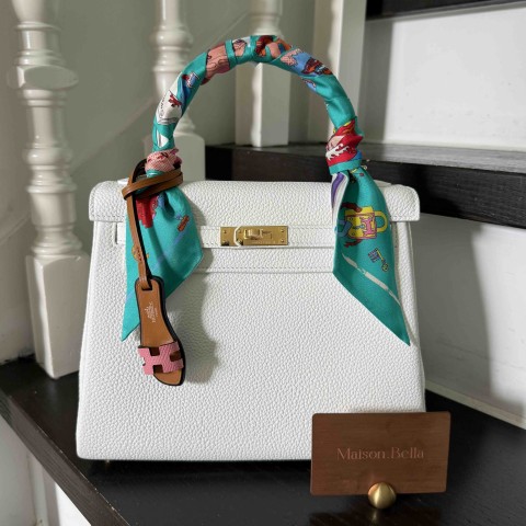 Hermès Kelly25 Togo Blanc x Gold Hardware