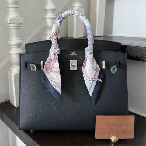 Hermès Birkin25 Epsom Noir x Palladium Hardware