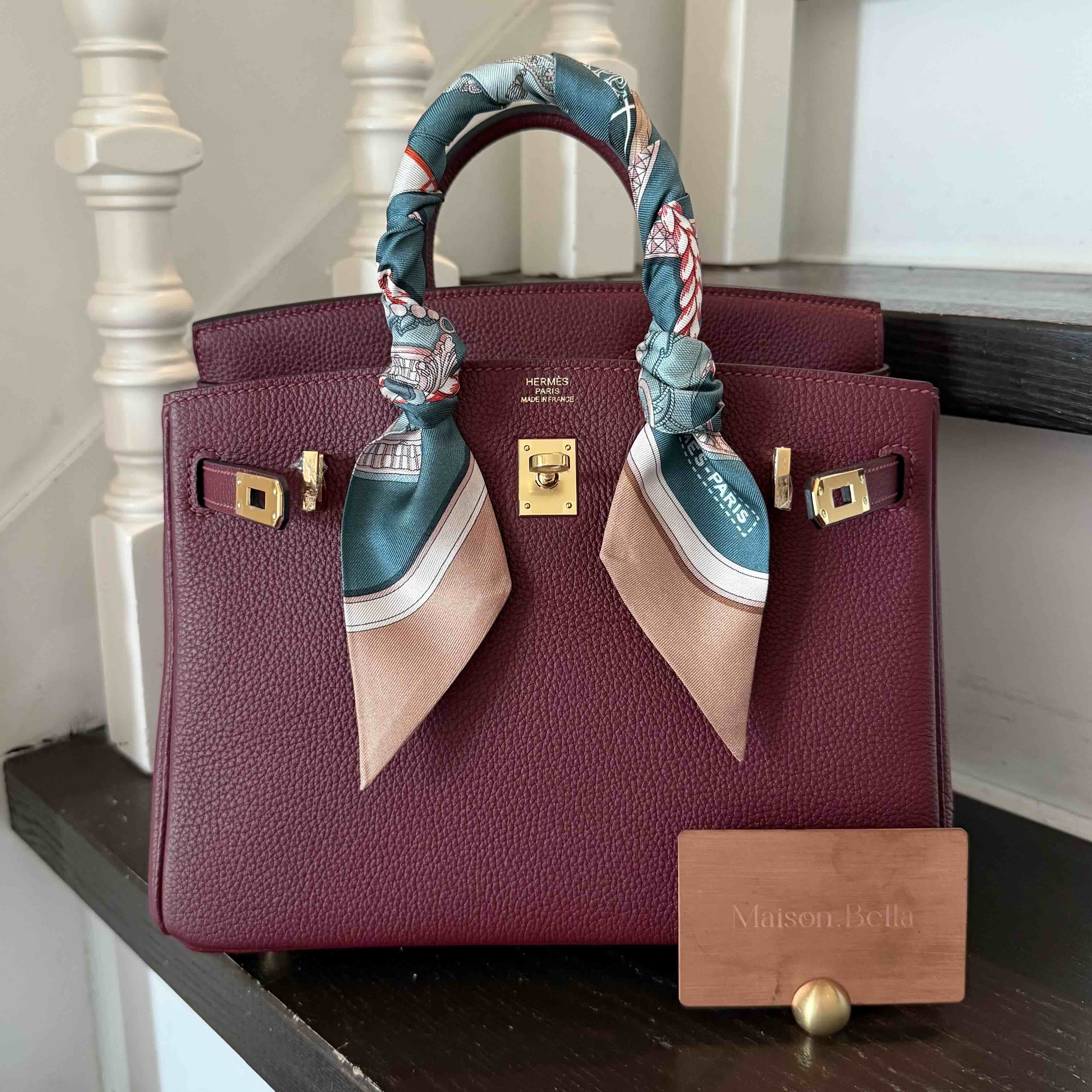 Hermès Bitkin25 Togo Rouge H x Gold Hardware