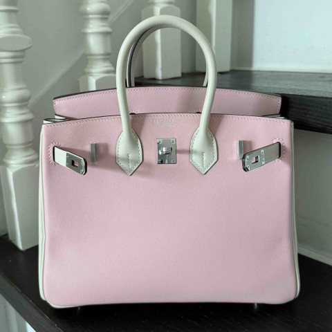 Hermès Rose Swift Rose Sakura x Gris Perle x PHW