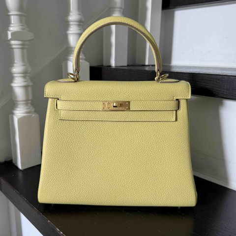 Hermès Kelly25 Togo Limoncello x Gold Hardware
