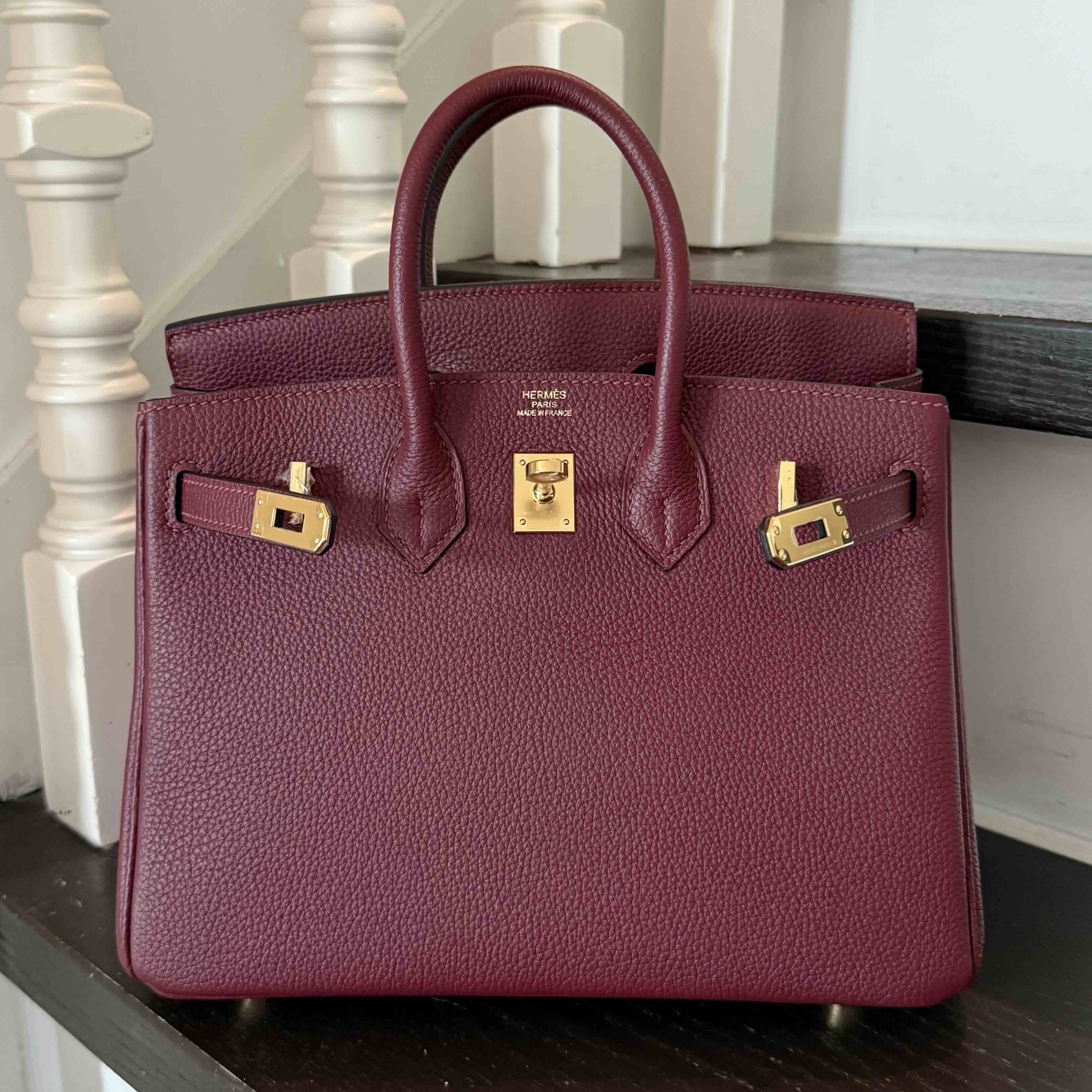 Hermès Bitkin25 Togo Rouge H x Gold Hardware