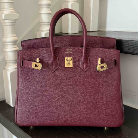 Hermès Bitkin25 Togo Rouge H x Gold Hardware