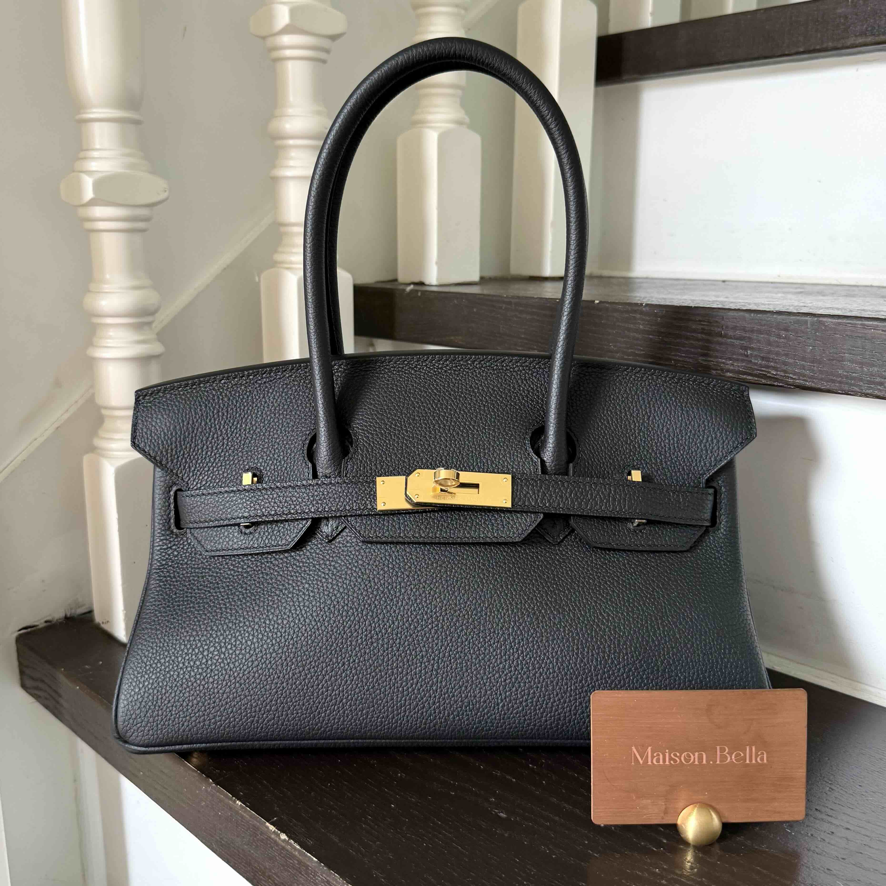 Hermès Shoulder Birkin 29 Togo Noir Gold Hardware
