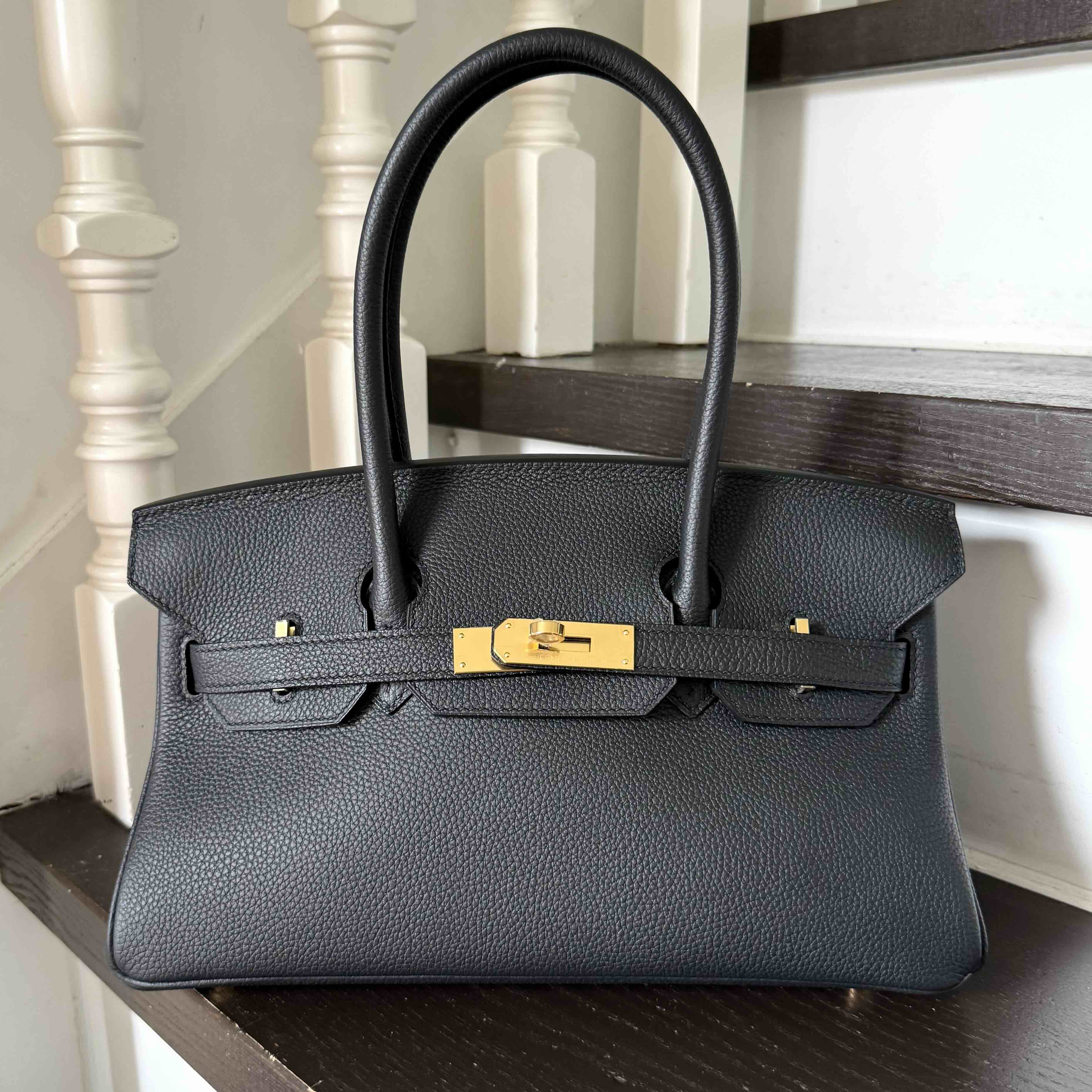 Hermès Shoulder Birkin29 Evercolor Noir Gold Hardware