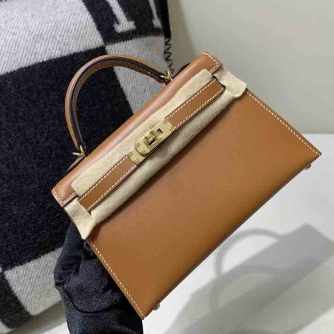 Hermès Mini Kelly II Box Leather Gold with Gold Hardware
