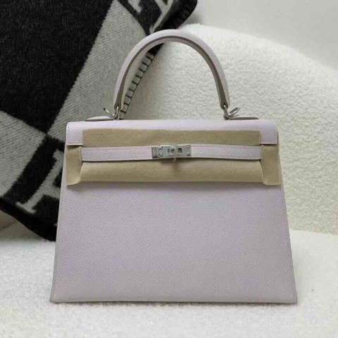 Hermès Kelly 25 Epsom Mauve Pale x Palladium Hardware