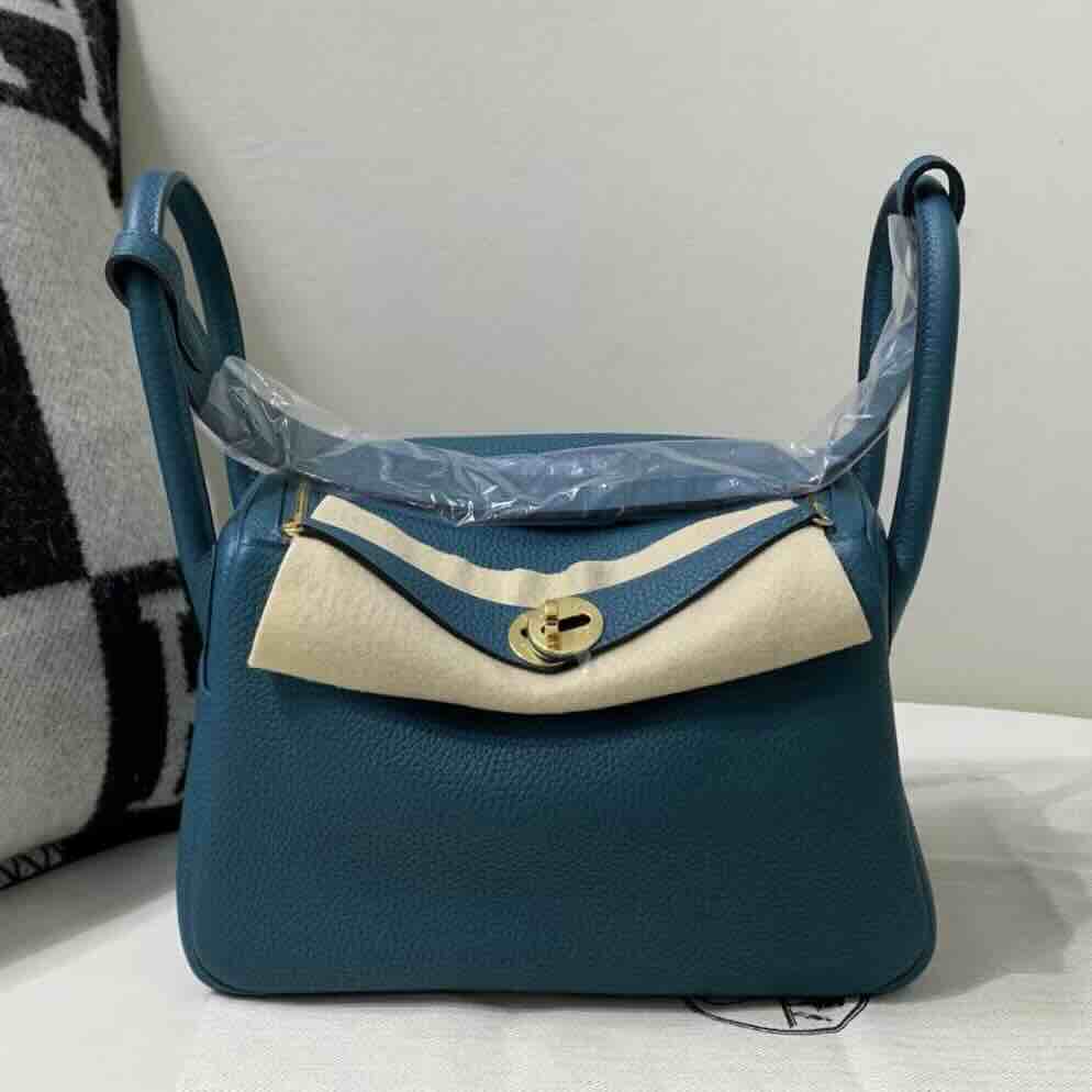 Hermès Lindy26 Clemence Vert Bosphore (W0) X Gold Hardware