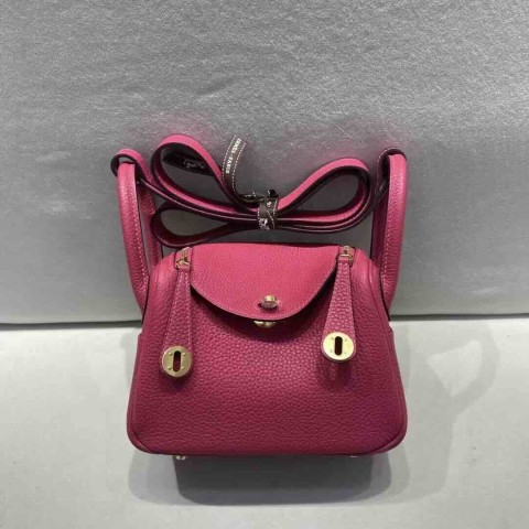 Hermès Mini Lindy Clemence Rose Extreme (I6) x Gold Hardware