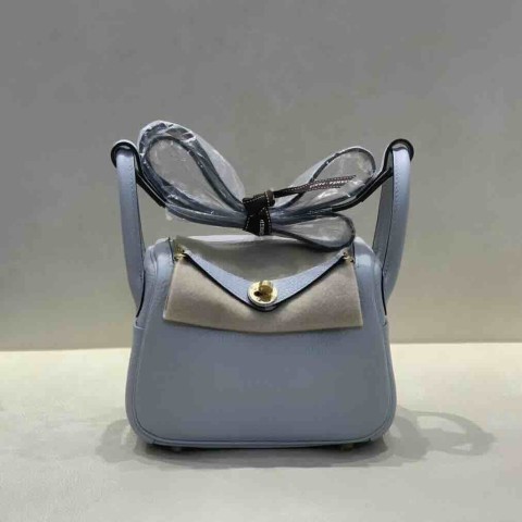 Hermès Mini Lindy  Clemence Saint Bleu (08) x Gold Hardware