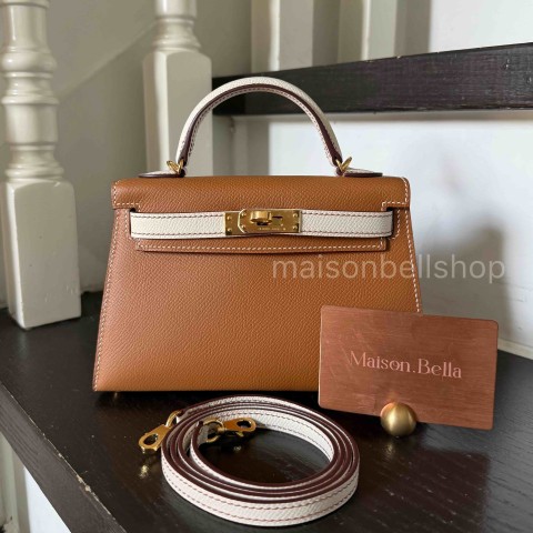 Hermès Mini Kelly II Sellier Gold x Craie x Gold Hardware