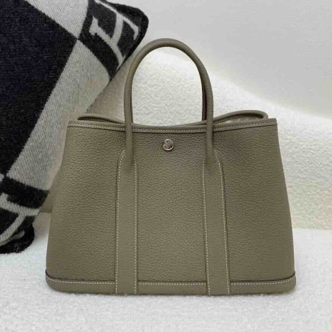 Hermès Garden Party 30 Negonda Etoupe X Palladium Hardware