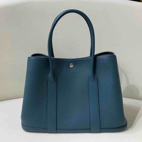 Hermès Garden Party 36 Clemence Vert Bosphore (W0) x Palladium Hardwar