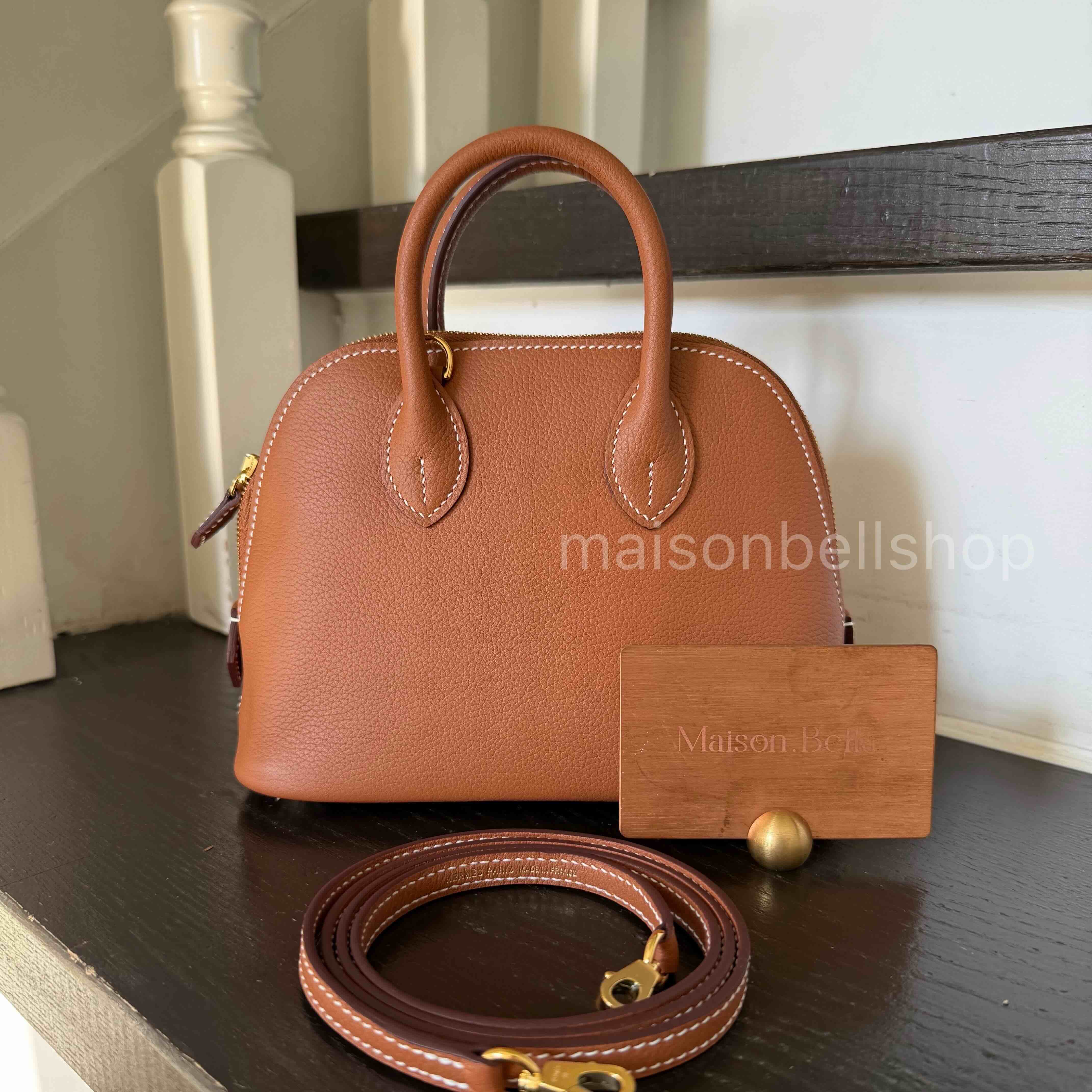 Hermès Mini Bolide Evercolor Gold x Palladium Hardware