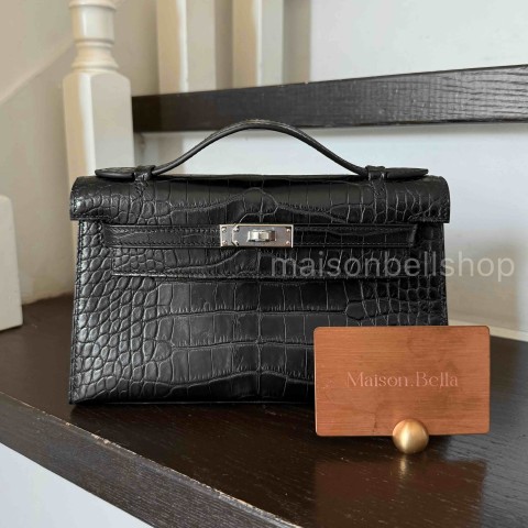Hermès Pochette Alligator Noir x PHW