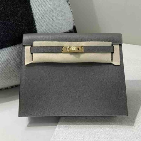 Hermès Kelly Danse 22 Evercolor Etain x Gold Hardware